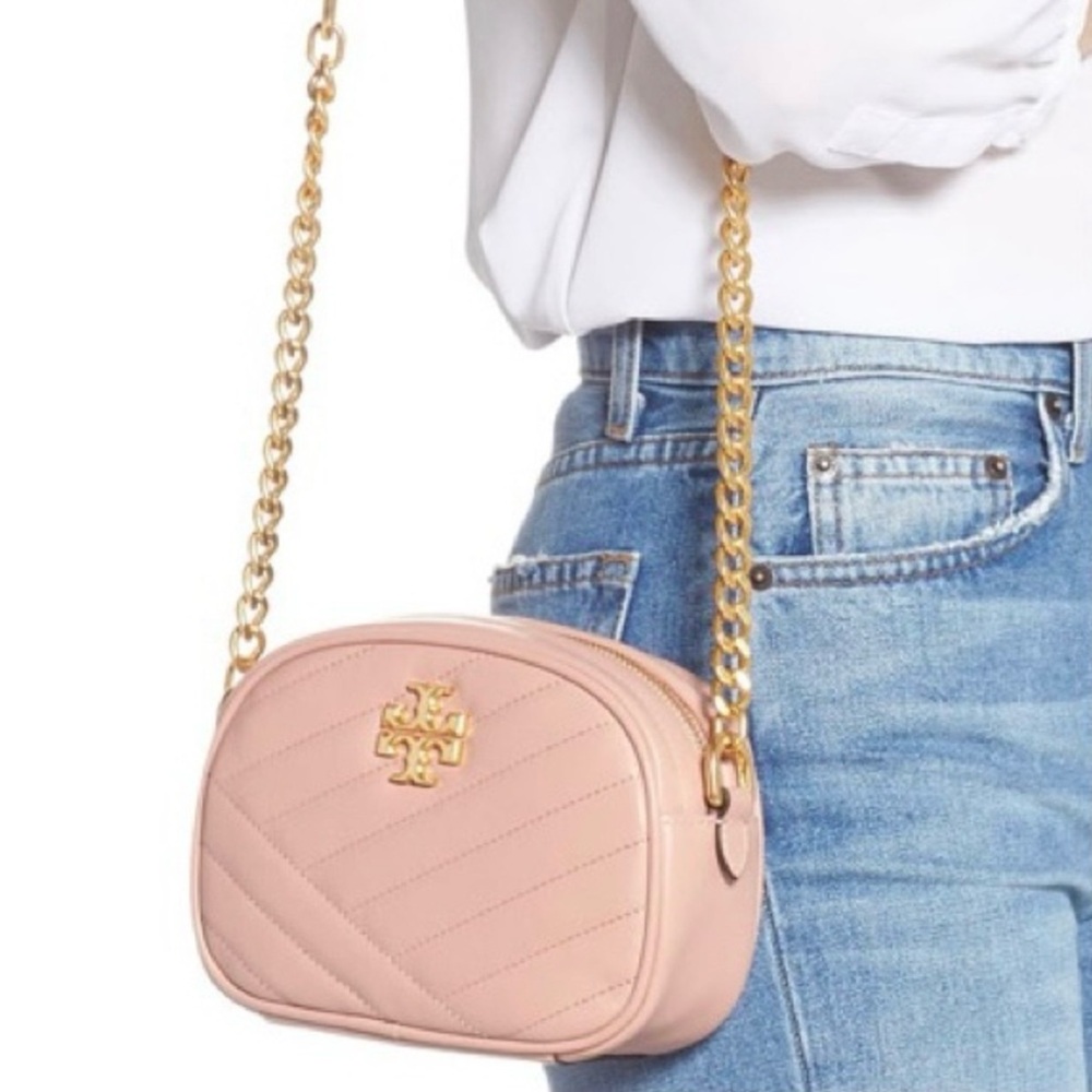Tory Burch Kira Chevron Camera Crossbody Bag Pink - Picture 7 of 9